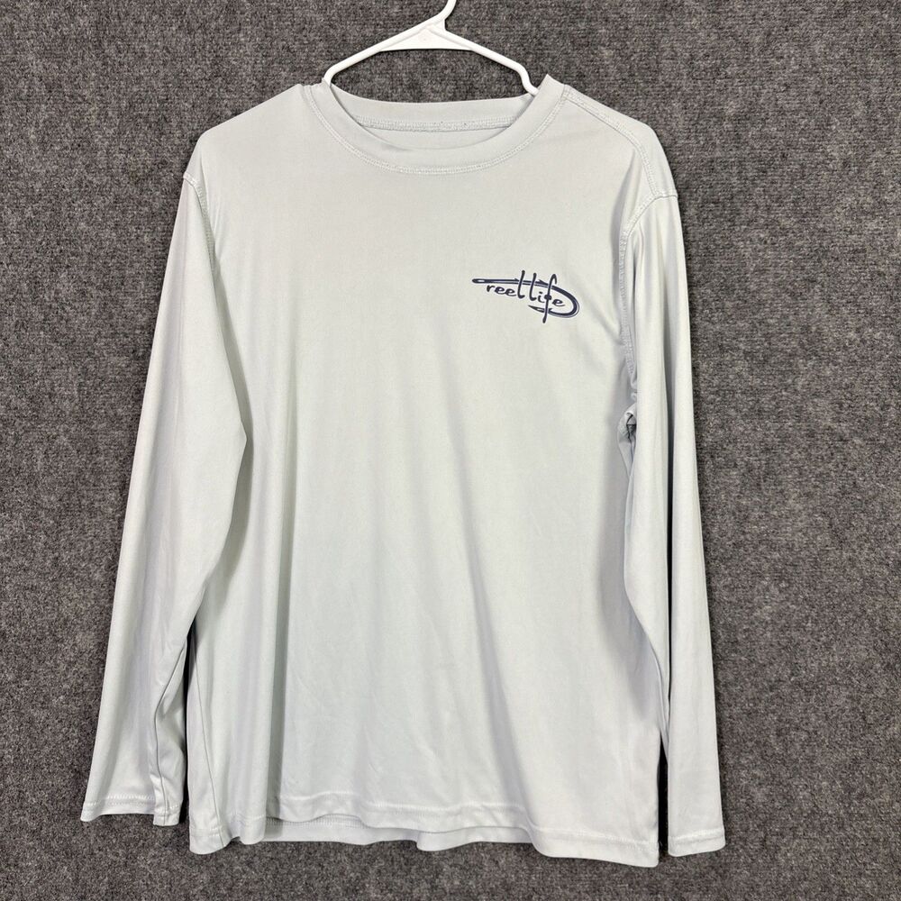 Reel Life Peformance T-shirt Mens  M Gray Flag Fishing Outdoors Lightweight